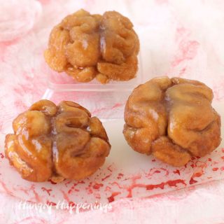 Mini Monkey Bread Brains on a blood stained cloth.