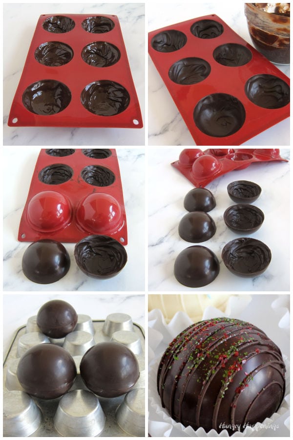 Make hot chocolate bombs using a silicone mold.