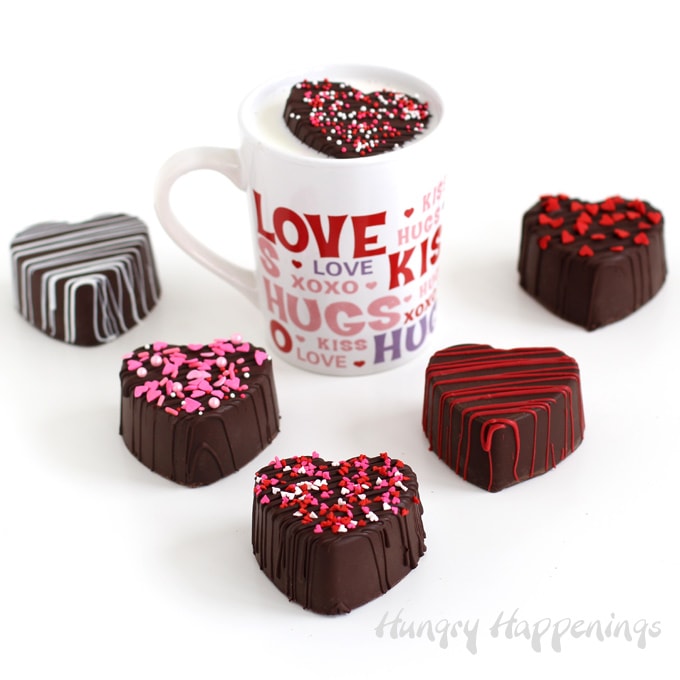 Dark chocolate hot chocolate bomb hearts for Valentine's Day