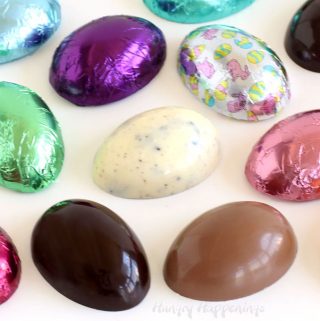 Chocolate Eggs wrapped in Easter foil candy wrappers