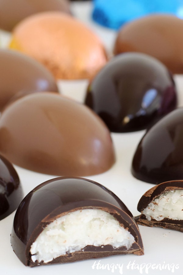 Coconut Cream Eggs - 3-ingredient coconut cream filling coated in dark chocolate and milk chocolate