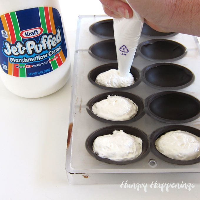 Fill chocolate eggs with marshmallow creme (or Marshmallow Fluff) instead of homemade marshmallows.