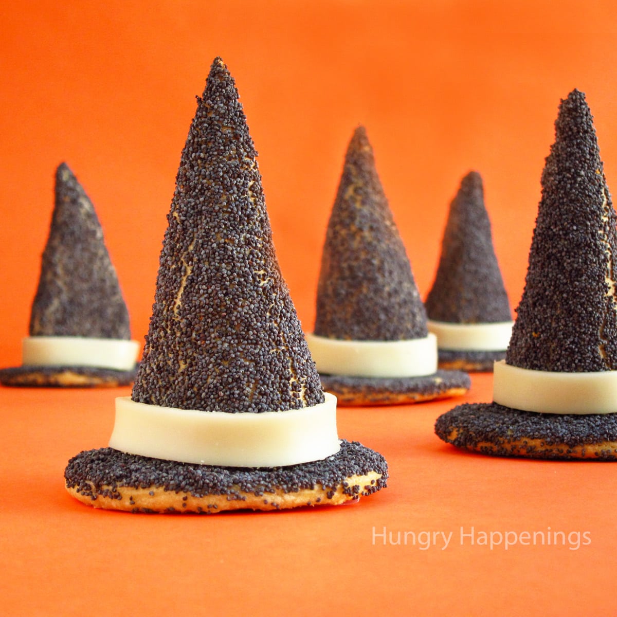 crescent roll witch hats Halloween appetizers.