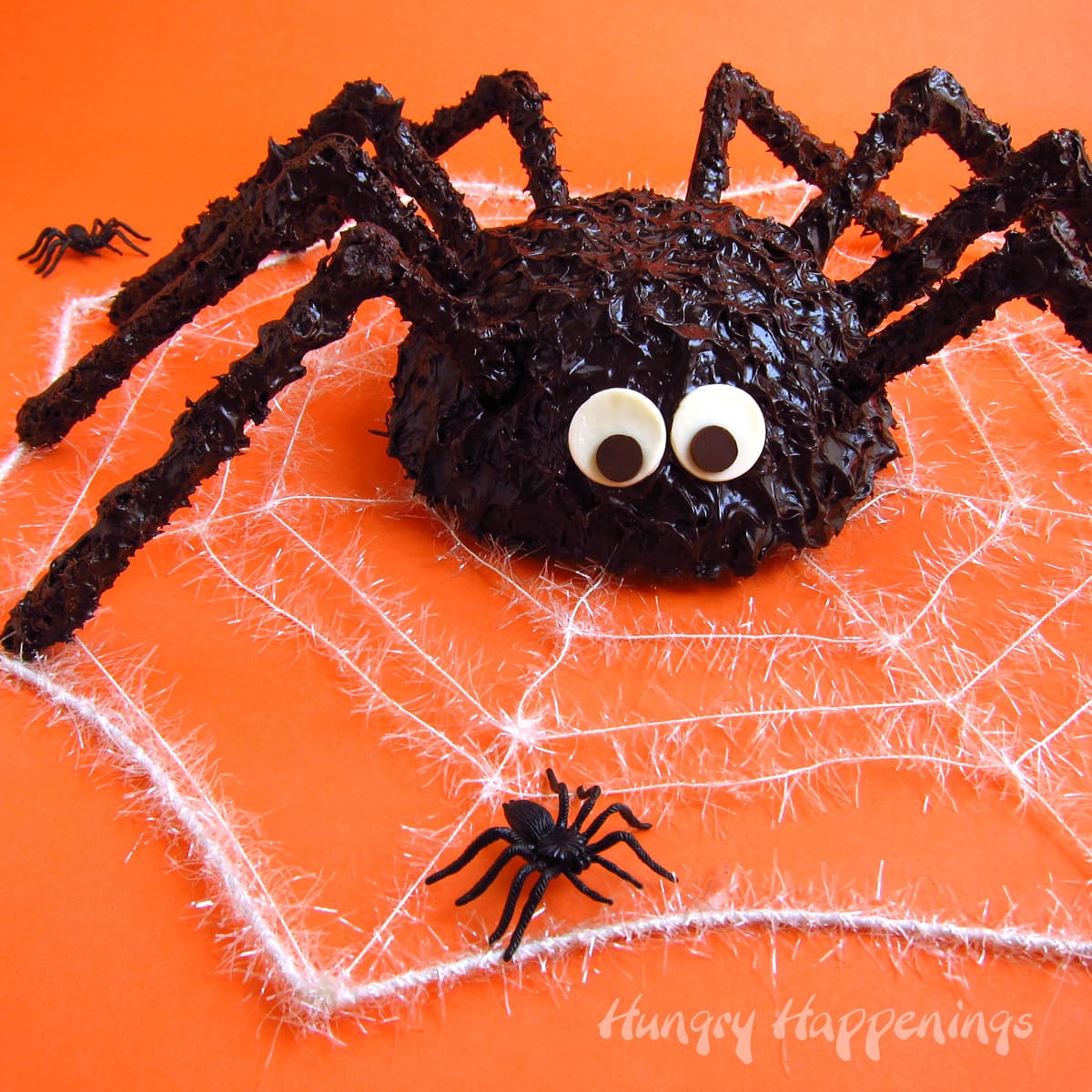 spider cake with chocolate legs.