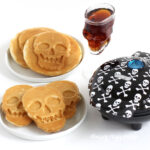 Mini skull-shaped waffles made in a mini skull waffle maker