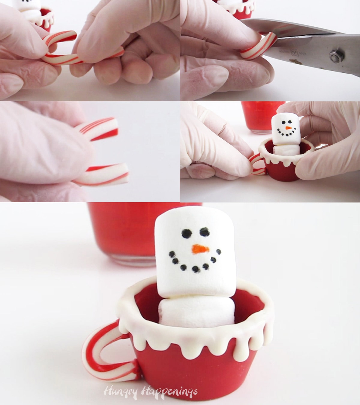 Cut candy canes into handles then attach using melted red candy melts.