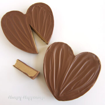 2 large chocolate peanut butter cup hearts