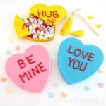 conversation heart white chocolate breakable hearts filled with Valentine's Day candy