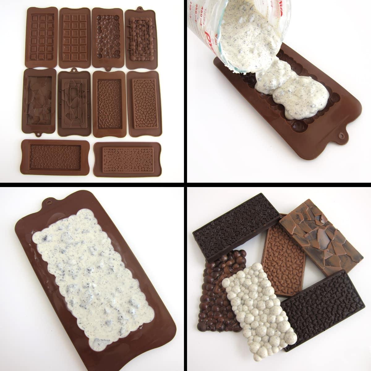 making homemade candy bars using silicone molds