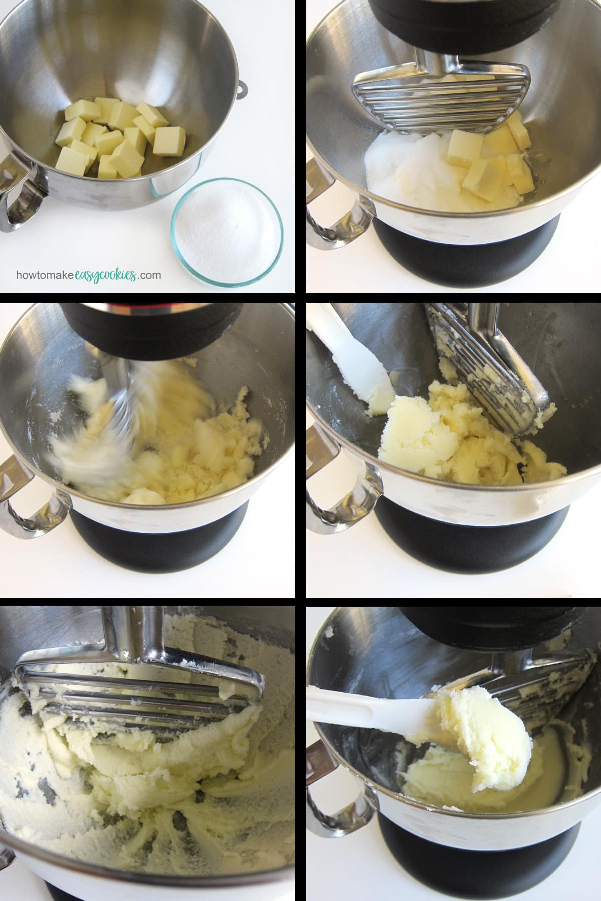 creaming butter and sugar together to make sugar cookie dough