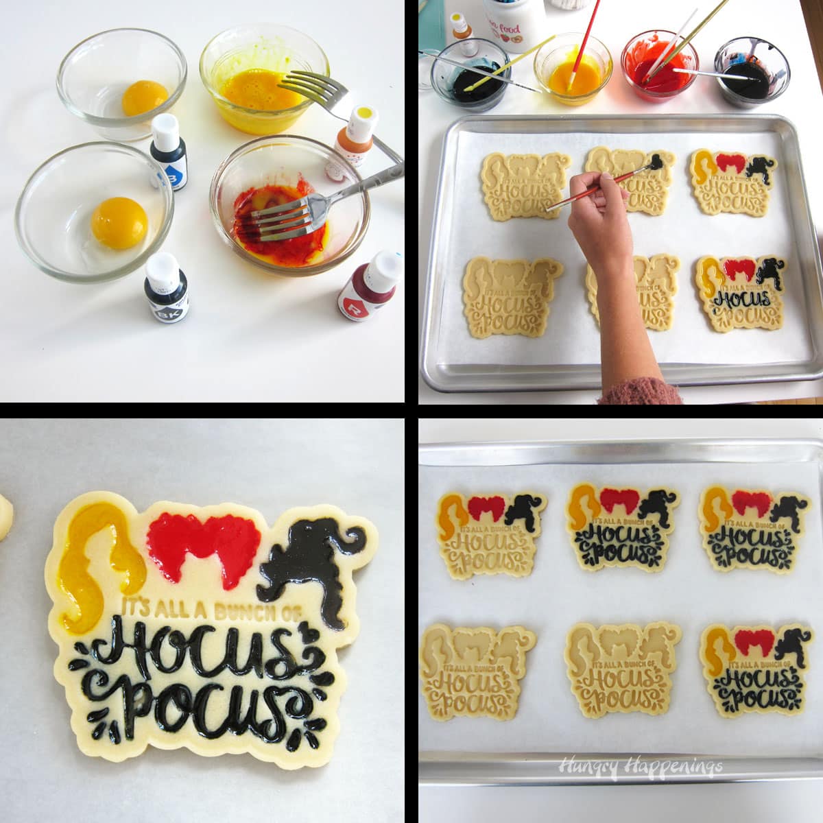 painting cookies using egg yolk and food coloring