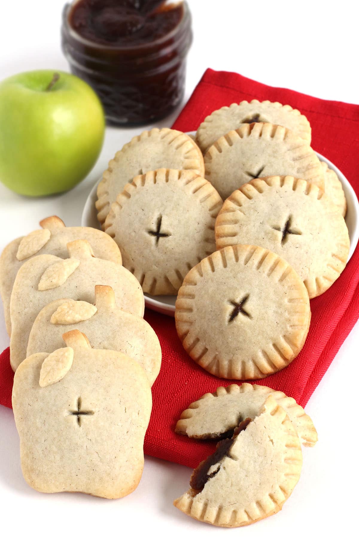 Apple Butter Pillow Cookies with Granny Smith Apple and jar of apple butter
