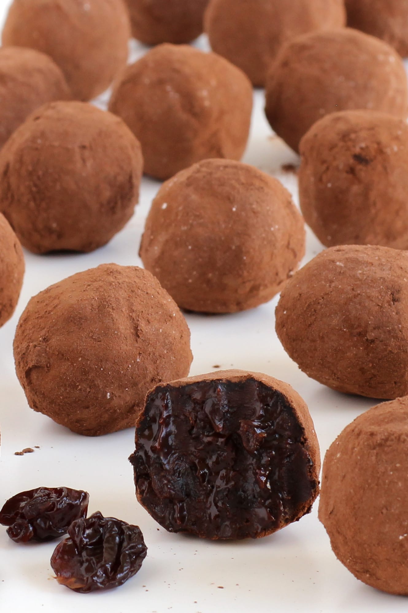cocoa coated chocolate Black Forest truffles filled with brandied cherries