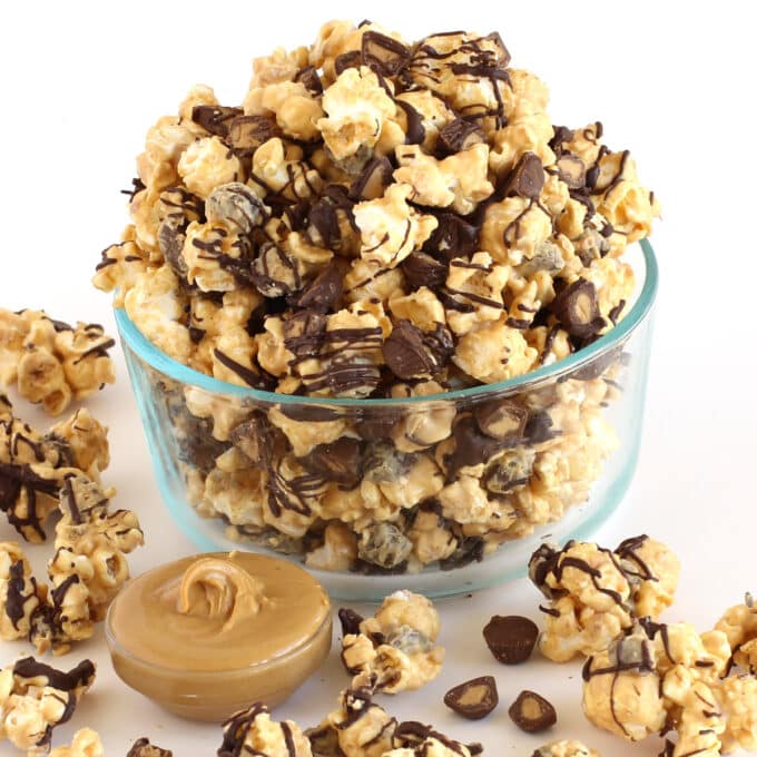 gourmet popcorn with peanut butter cups