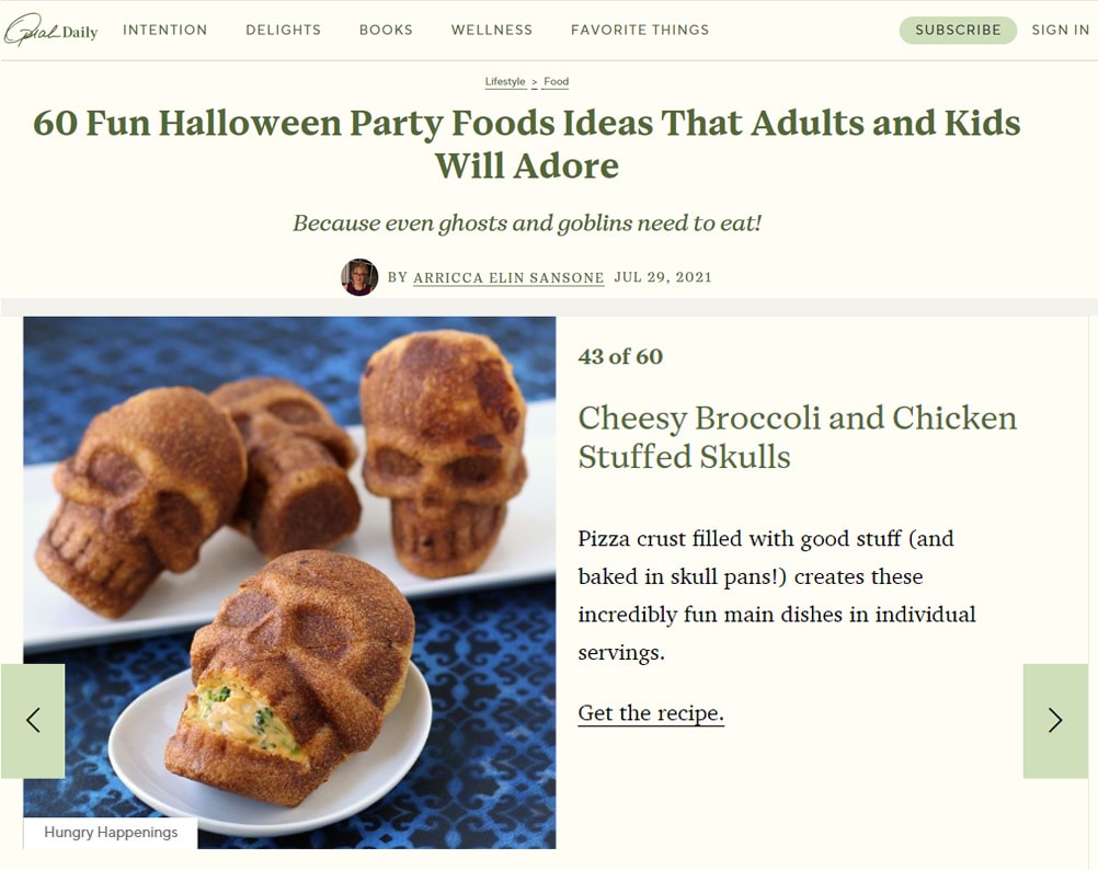 Cheesy Broccoli and Chicken Stuffed Skulls Recipe featured on Oprah Daily