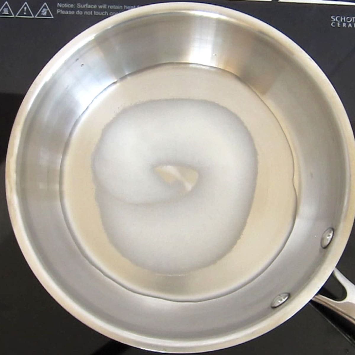 sugar and water in a skillet