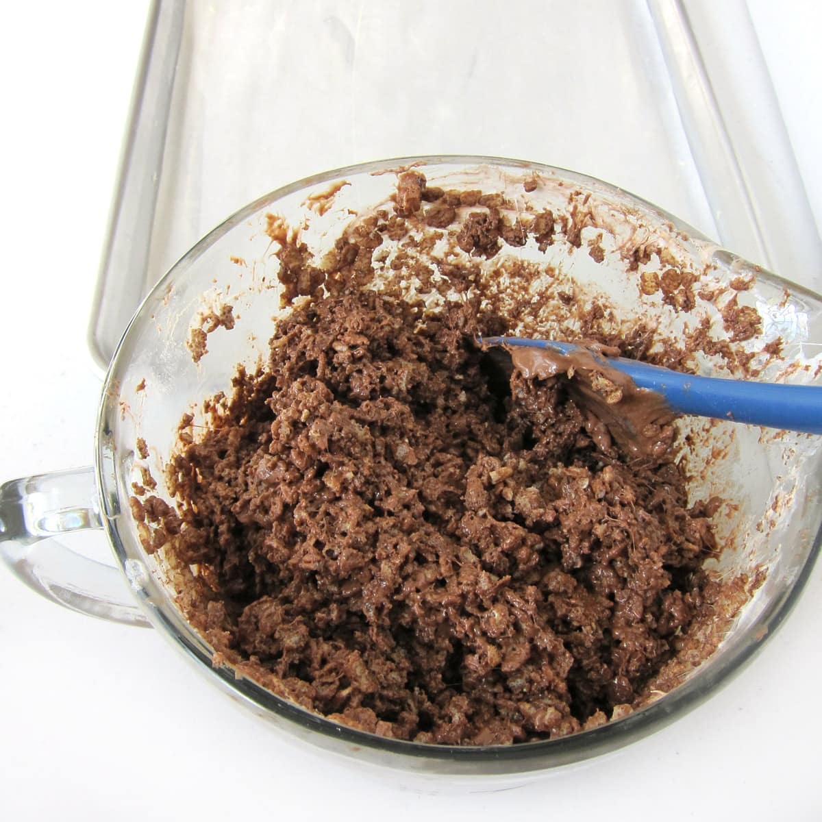 chocolate rice krispie treats mixed in a bowl