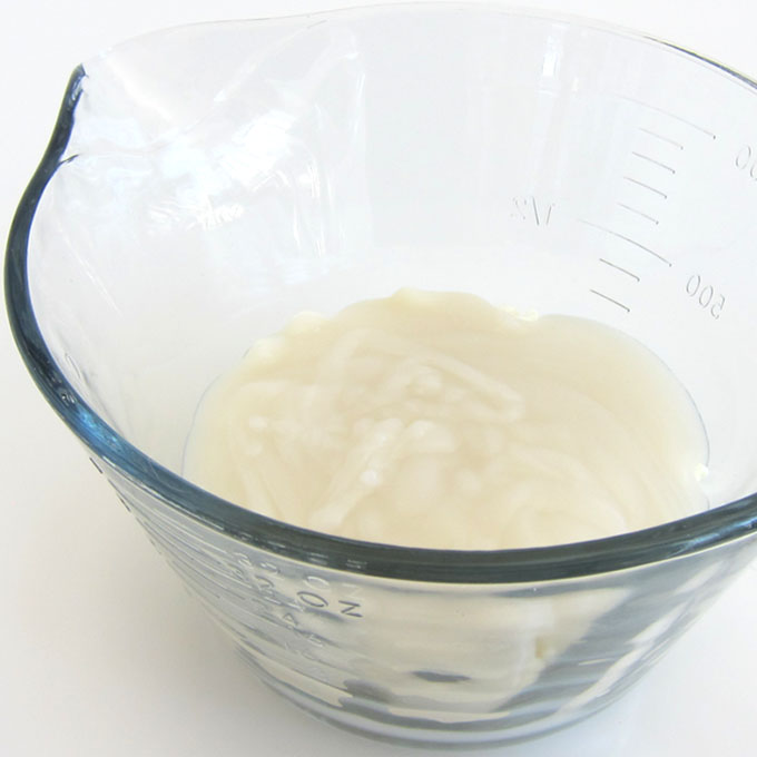 cream of coconut in mixing bowl.