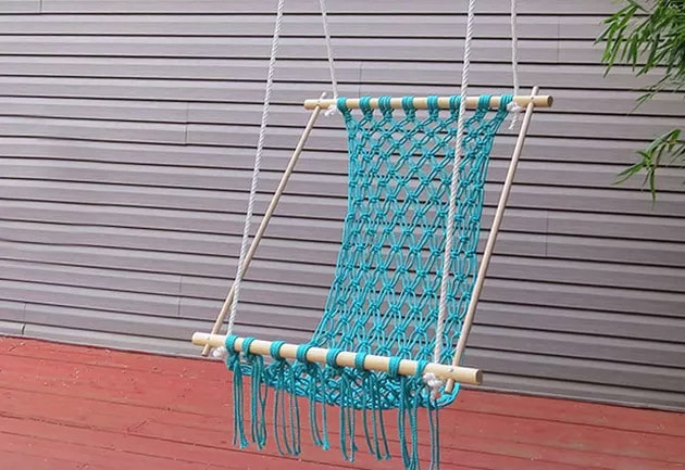 blue macrame hammock