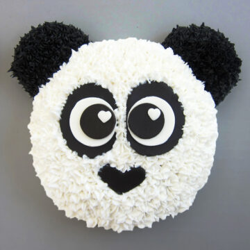 panda cake on a grey background