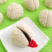 cake ball brains with oozing raspberry blood.