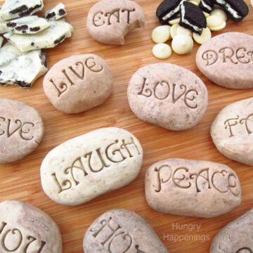 sweet serenity stones made with white chocolate and OREO Cookies.