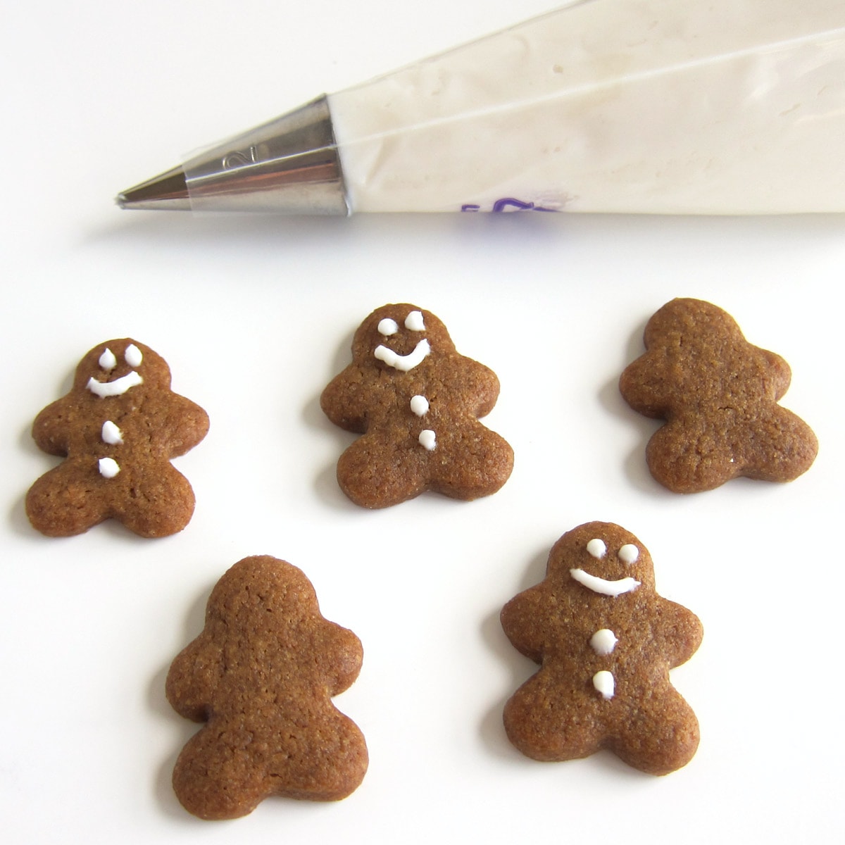 decorated tiny gingerbread men cookies.