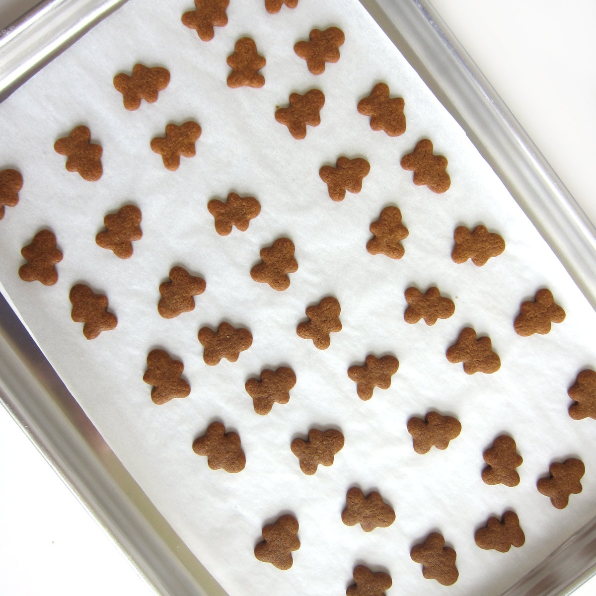 baked tiny gingerbread man cookies.